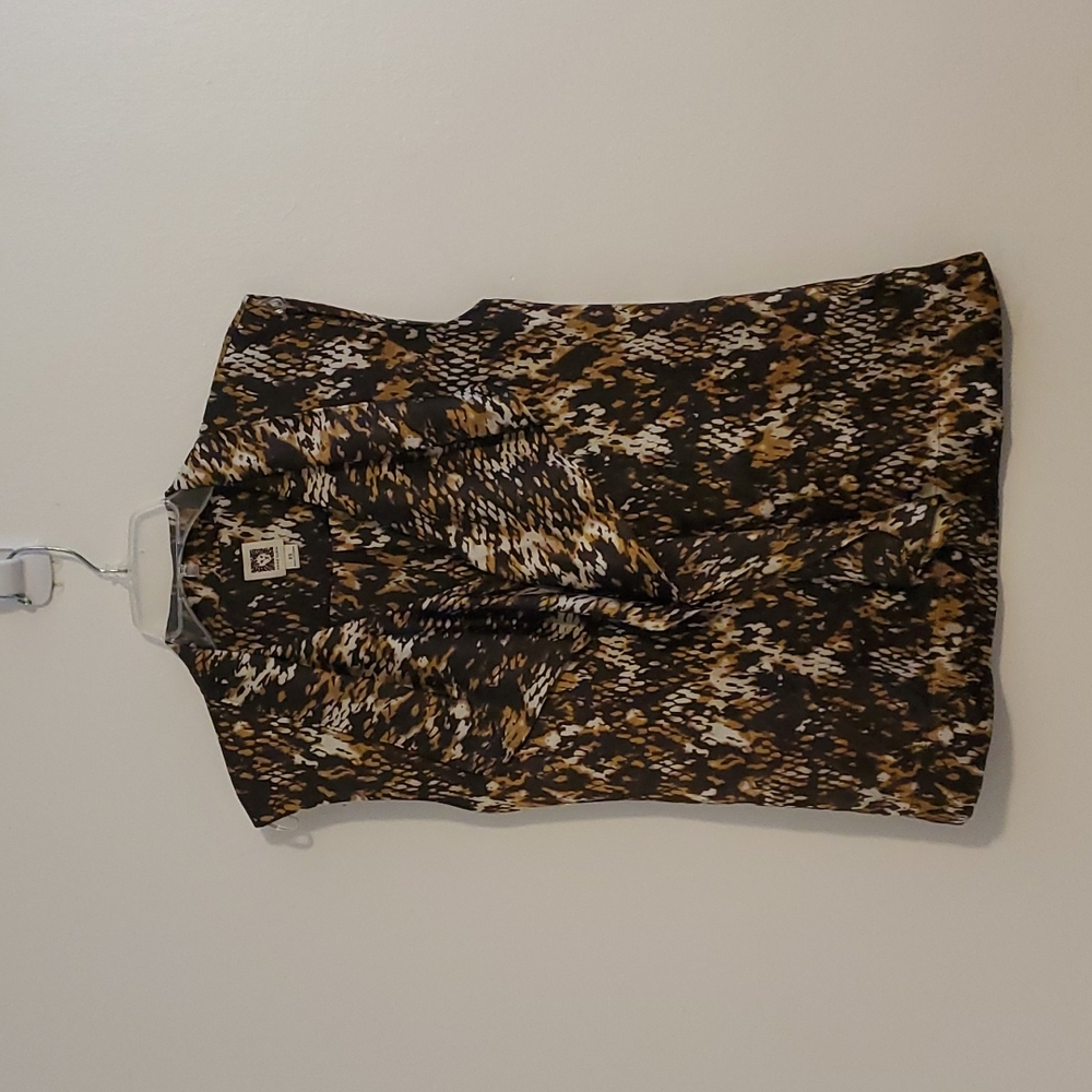 EUC Anne Klein Ruffled Snakeskin Print Top